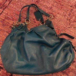 COACH Maggie Leather Handbag in deep teal